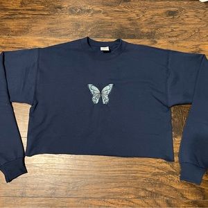 Customized Butterfly Embroidered Crewneck